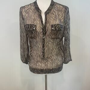 Cache Women Sheer Silk Blend Blouse Sz L